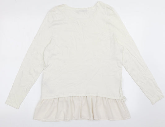 Marks and Spencer Womens White Crew Neck  Viscose Pullover Jumper Size 14
