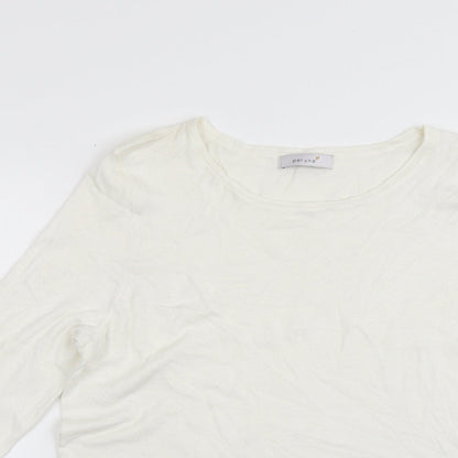 Marks and Spencer Womens White Crew Neck  Viscose Pullover Jumper Size 14