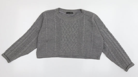Primark Womens Grey Crew Neck Argyle/Diamond Acrylic Pullover Jumper Size 14