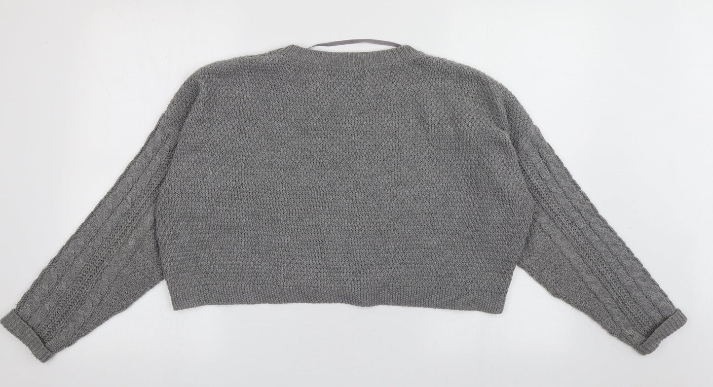 Primark Womens Grey Crew Neck Argyle/Diamond Acrylic Pullover Jumper Size 14