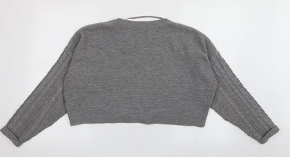 Primark Womens Grey Crew Neck Argyle/Diamond Acrylic Pullover Jumper Size 14