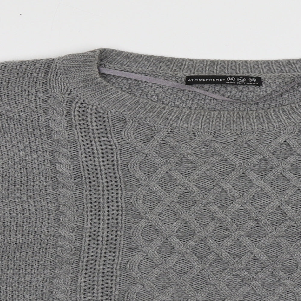 Primark Womens Grey Crew Neck Argyle/Diamond Acrylic Pullover Jumper Size 14