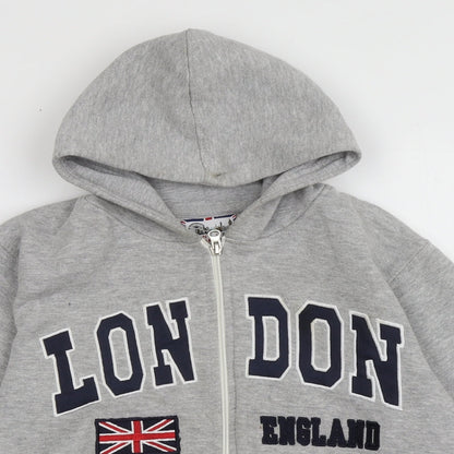 zone one Boys Grey  Cotton Full Zip Hoodie Size 9-10 Years  Zip