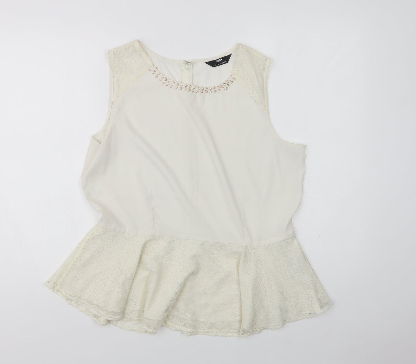 Womens UK Size 18 mAX Ivory Basic Blouse
