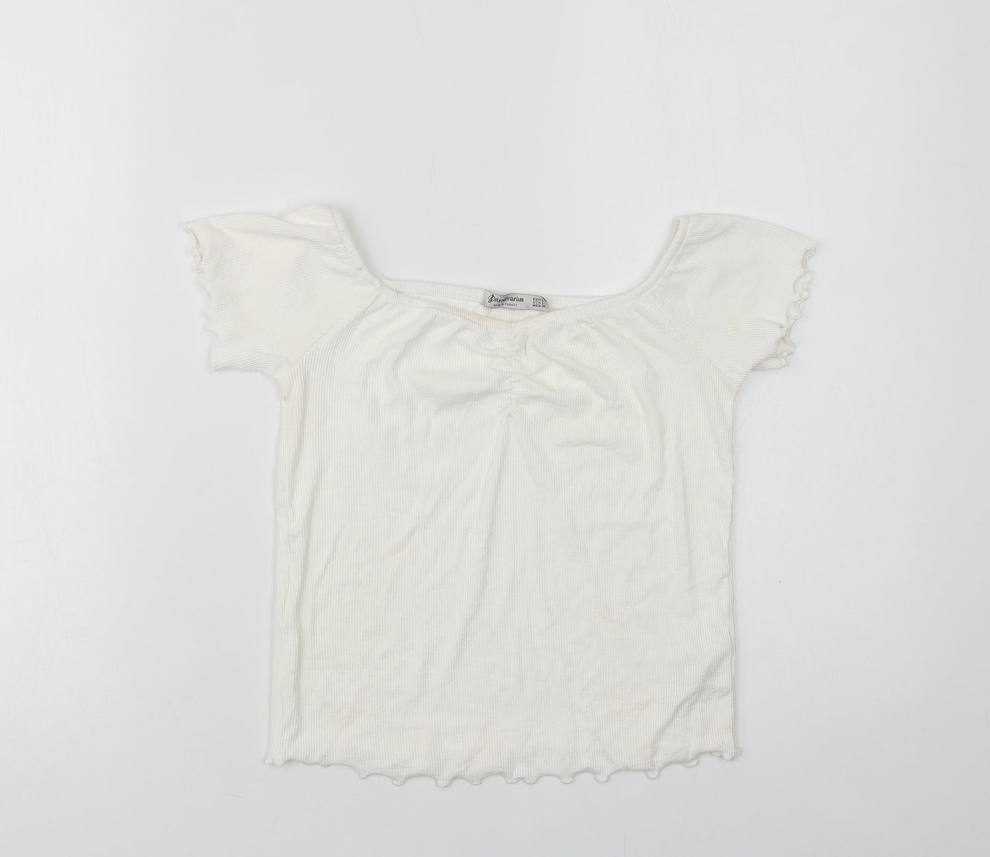 Womens UK Size L Stradivarius White Cropped Blouse