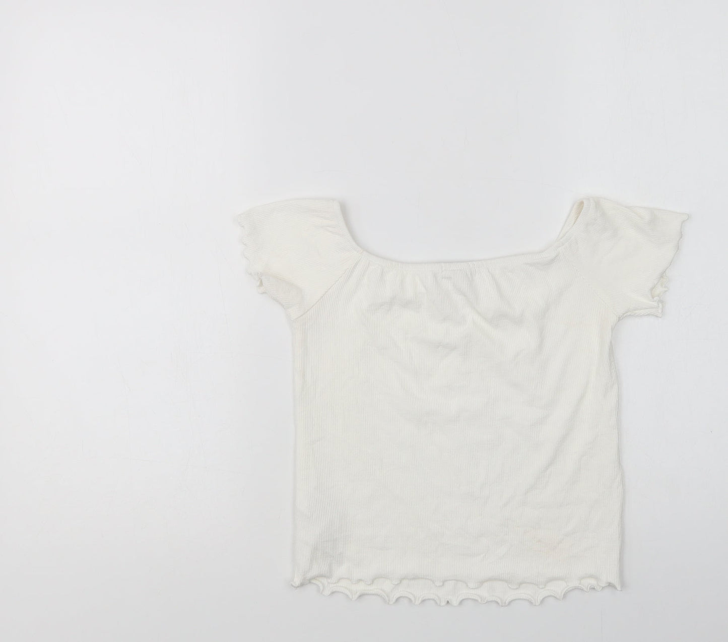 Womens UK Size L Stradivarius White Cropped Blouse