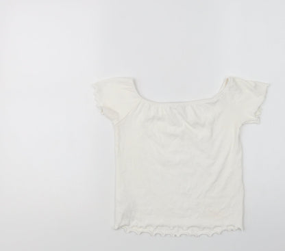 Womens UK Size L Stradivarius White Cropped Blouse