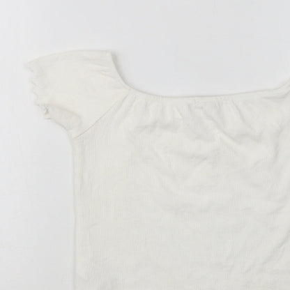 Womens UK Size L Stradivarius White Cropped Blouse