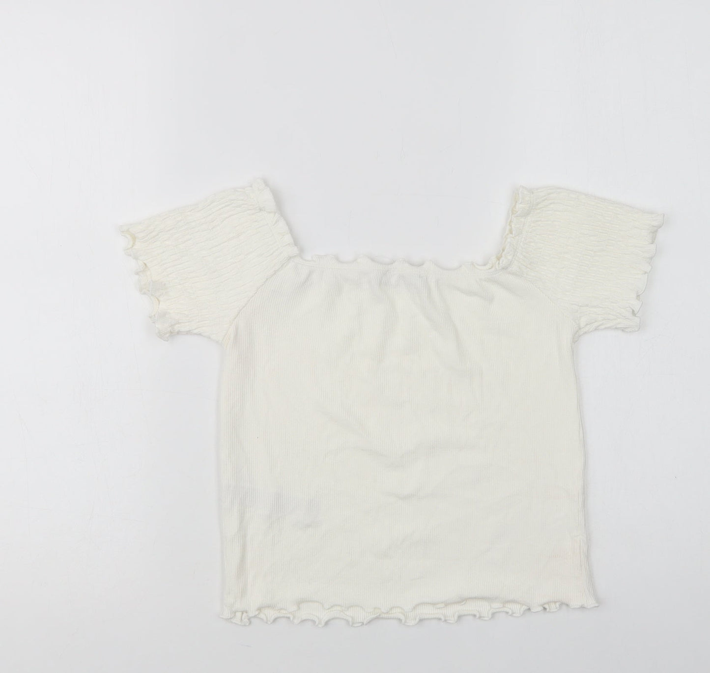 Womens UK Size L Stradivarius White Cropped Blouse