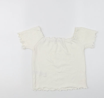 Womens UK Size L Stradivarius White Cropped Blouse