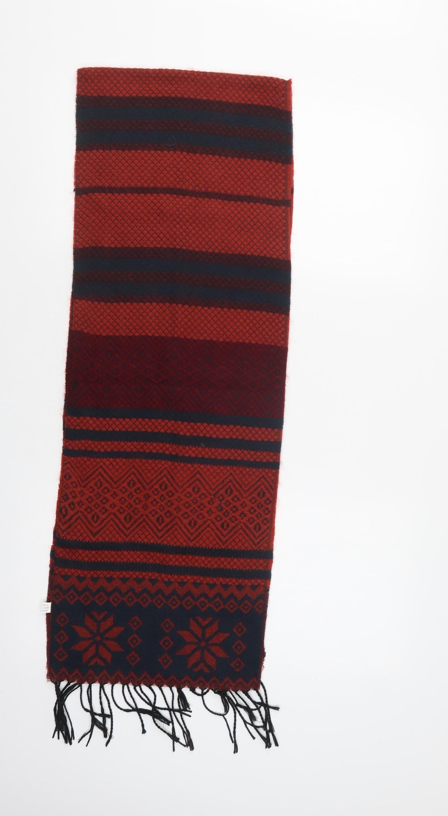 Preworn Womens Red Striped Acrylic  Scarf