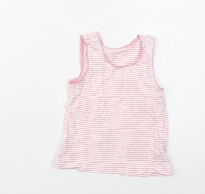 TU Girls Pink Striped Cotton Basic Blouse Size 2-3 Years Crew Neck
