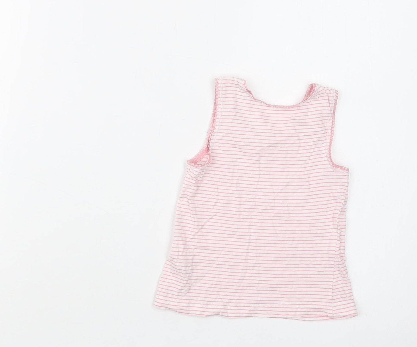 TU Girls Pink Striped Cotton Basic Blouse Size 2-3 Years Crew Neck