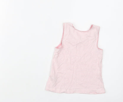 TU Girls Pink Striped Cotton Basic Blouse Size 2-3 Years Crew Neck