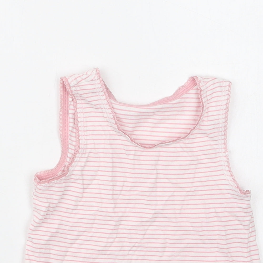 TU Girls Pink Striped Cotton Basic Blouse Size 2-3 Years Crew Neck