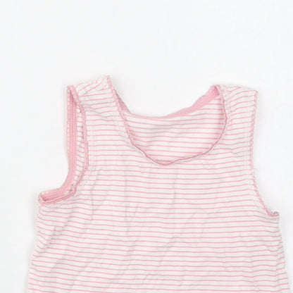 TU Girls Pink Striped Cotton Basic Blouse Size 2-3 Years Crew Neck