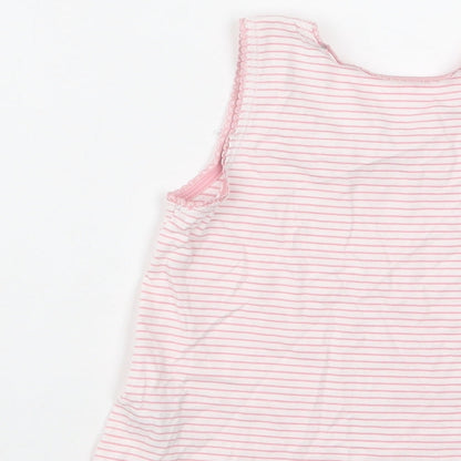 TU Girls Pink Striped Cotton Basic Blouse Size 2-3 Years Crew Neck
