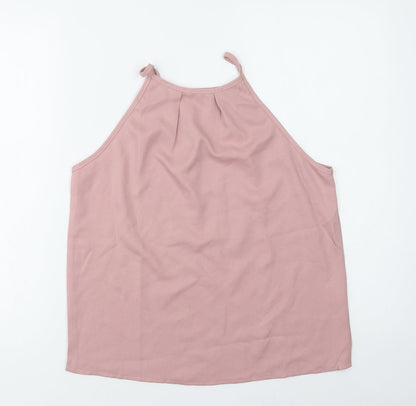 SheIn Womens Pink  Polyester Basic Tank Size M High Neck