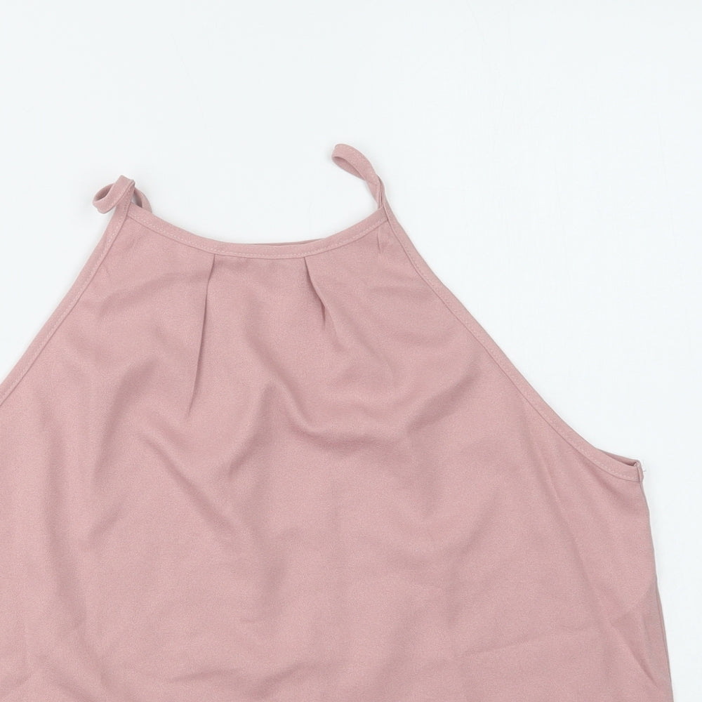 SheIn Womens Pink  Polyester Basic Tank Size M High Neck