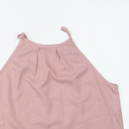 SheIn Womens Pink  Polyester Basic Tank Size M High Neck