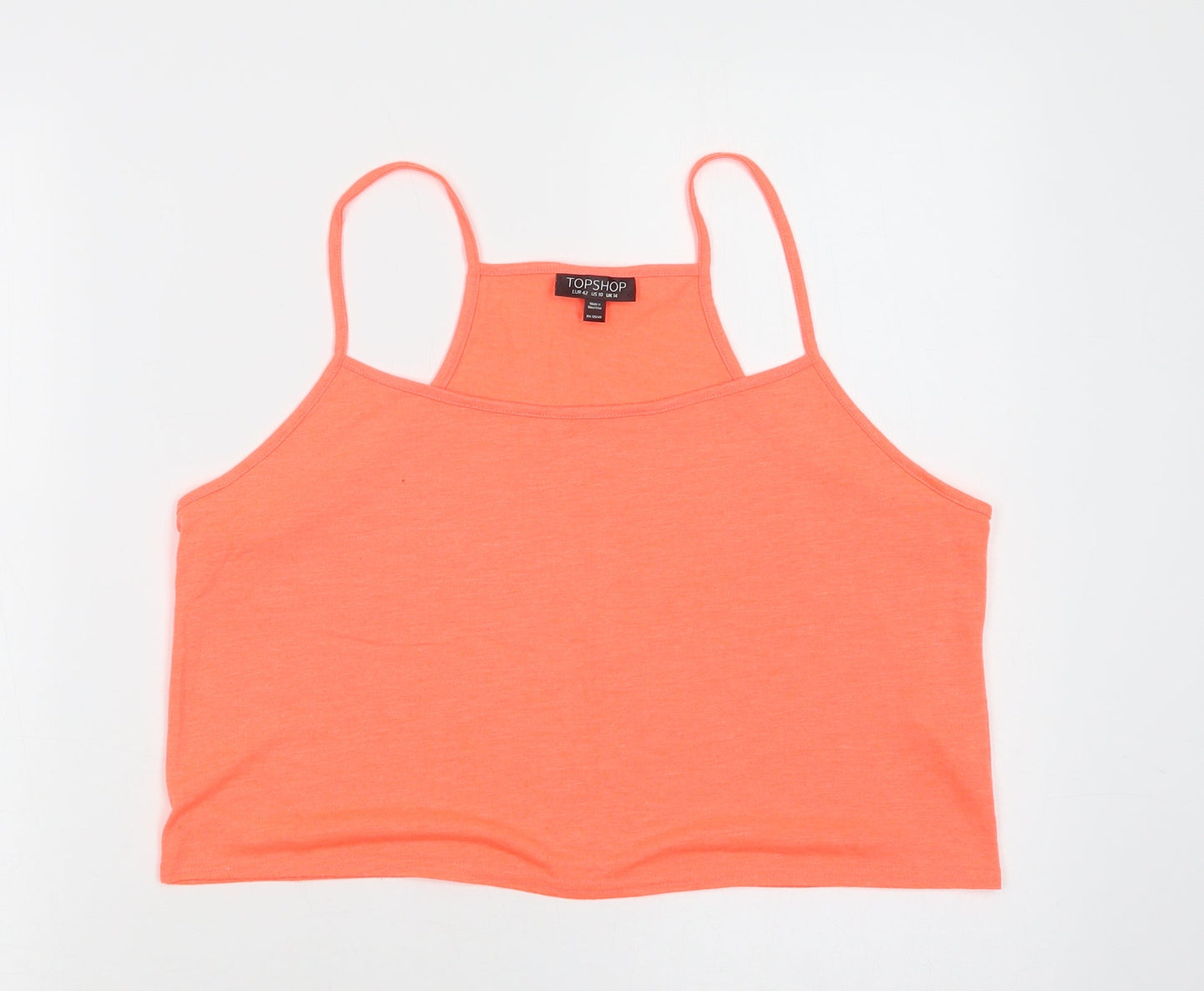 Womens UK Size 14 Topshop Orange Cropped Tank