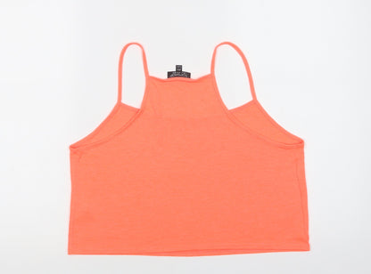 Womens UK Size 14 Topshop Orange Cropped Tank
