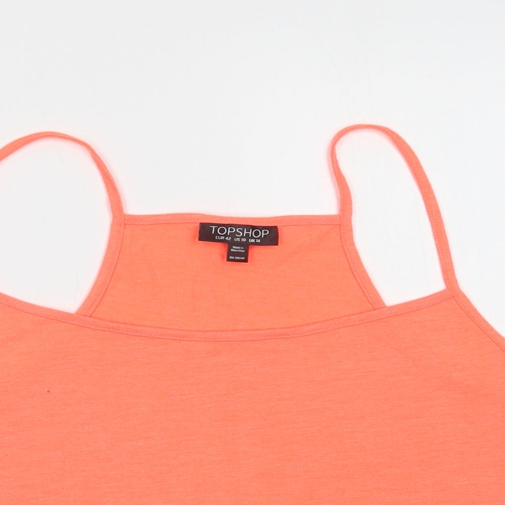 Womens UK Size 14 Topshop Orange Cropped Tank