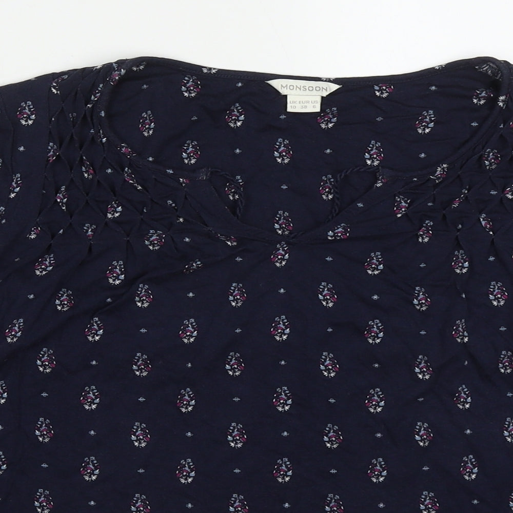 Womens UK Size 10 Monsoon Blue Basic T-Shirt