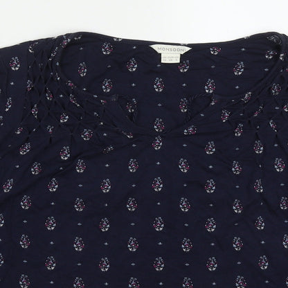 Womens UK Size 10 Monsoon Blue Basic T-Shirt