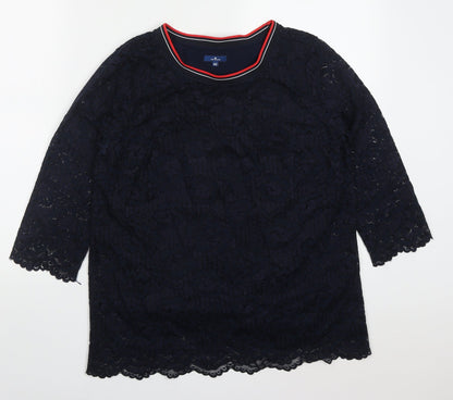 Womens UK Size 14 TOM TAILOR Blue Basic Blouse