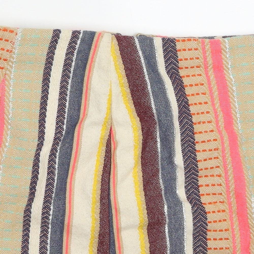 H&M Womens Multicoloured Striped Cotton Mini Skirt Size 8   Zip