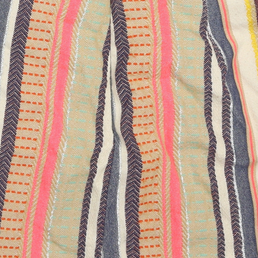 H&M Womens Multicoloured Striped Cotton Mini Skirt Size 8   Zip