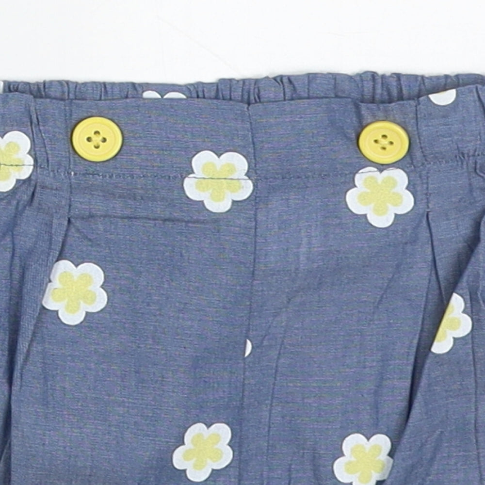 Jianco Baby Blue Floral Cotton Cropped Trousers Size 12-18 Months