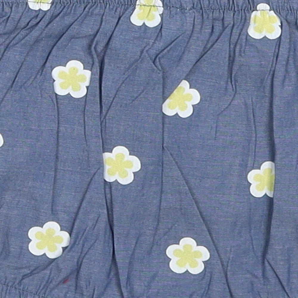 Jianco Baby Blue Floral Cotton Cropped Trousers Size 12-18 Months