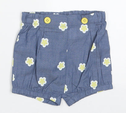 Jianco Girls Blue Floral Cotton Cropped Trousers Size 3-6 Months