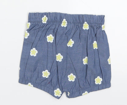 Jianco Girls Blue Floral Cotton Cropped Trousers Size 3-6 Months