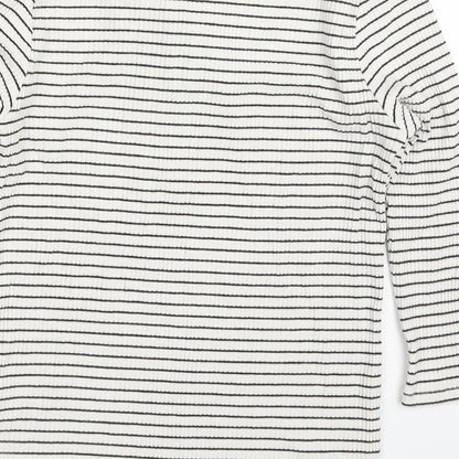 Atmosphere Womens White Striped Viscose Basic T-Shirt Size 12 Round Neck