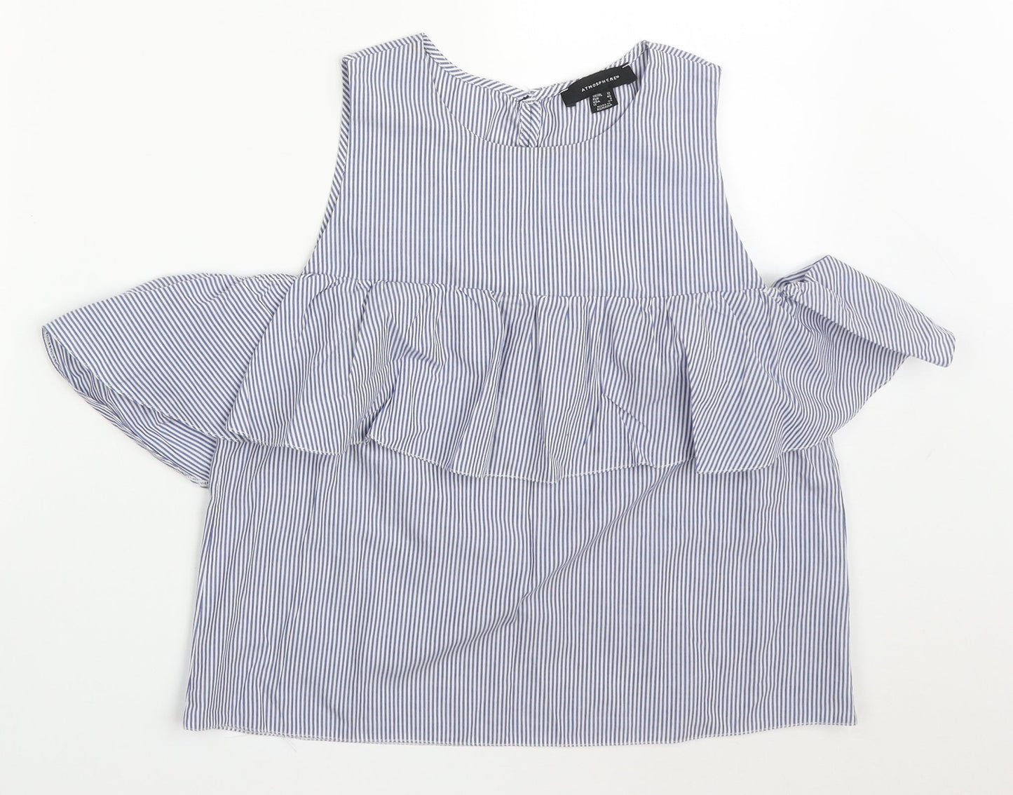 Atmosphere Womens Blue Striped Polyester Basic Tank Size 12 Round Neck