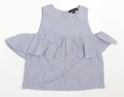 Atmosphere Womens Blue Striped Polyester Basic Tank Size 12 Round Neck
