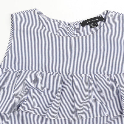 Atmosphere Womens Blue Striped Polyester Basic Tank Size 12 Round Neck
