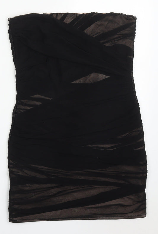 Topshop Womens Black  Polyester Mini  Size 12  Square Neck Zip