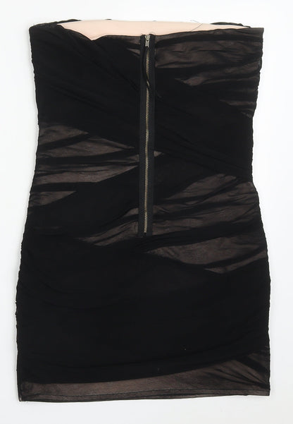 Topshop Womens Black  Polyester Mini  Size 12  Square Neck Zip