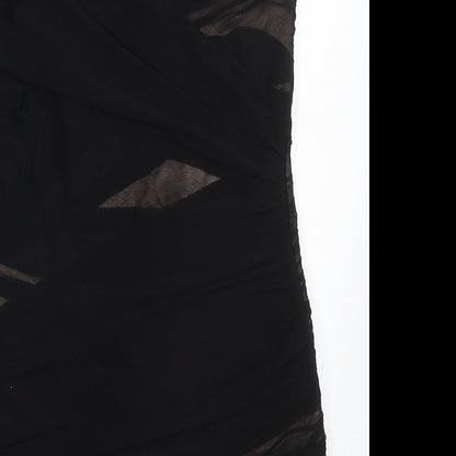 Topshop Womens Black  Polyester Mini  Size 12  Square Neck Zip