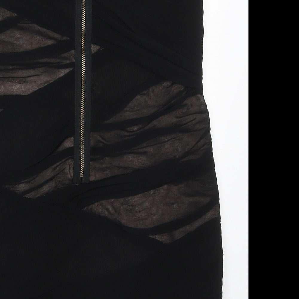 Topshop Womens Black  Polyester Mini  Size 12  Square Neck Zip