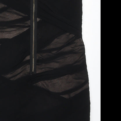 Topshop Womens Black  Polyester Mini  Size 12  Square Neck Zip