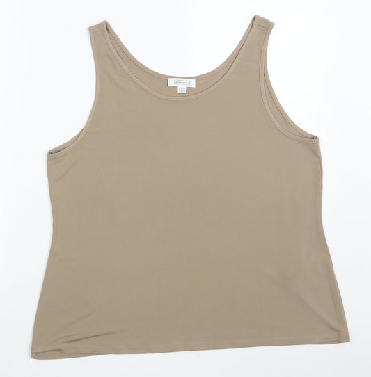 Nightingales Womens Brown  Polyester Basic Tank Size 18 Scoop Neck