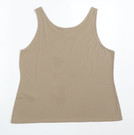 Nightingales Womens Brown  Polyester Basic Tank Size 18 Scoop Neck
