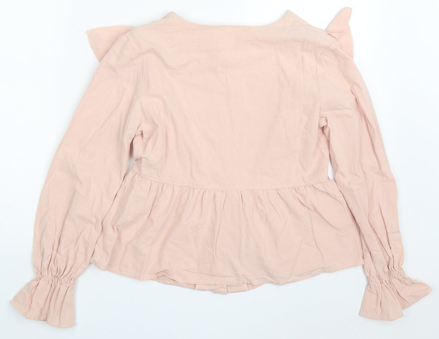 SheIn Womens Pink  Polyester Basic Button-Up Size S V-Neck