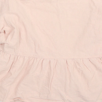 SheIn Womens Pink  Polyester Basic Button-Up Size S V-Neck