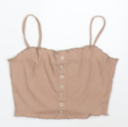 Primark Womens Orange  Polyester Cropped Tank Size 6 Round Neck